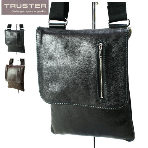 水牛革　ショルダーバッグ　TRUSTER 　トラスター　モスク　75812　縦長　薄マチSD小