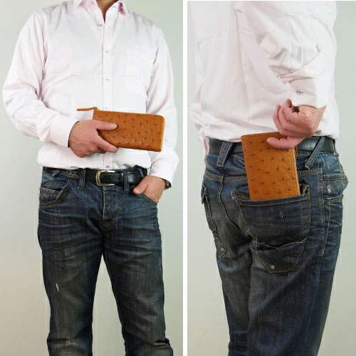 オーストリッチ L字ファスナー長財布