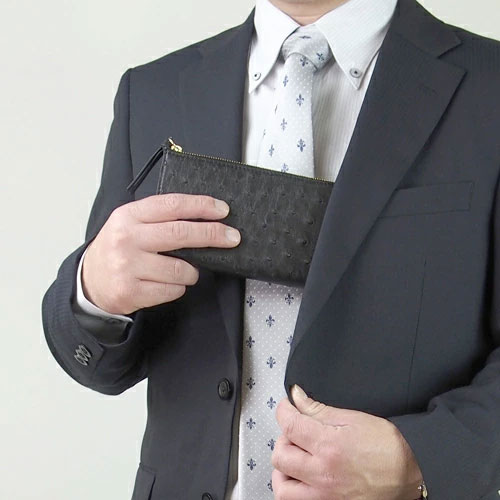 オーストリッチ L字ファスナー長財布