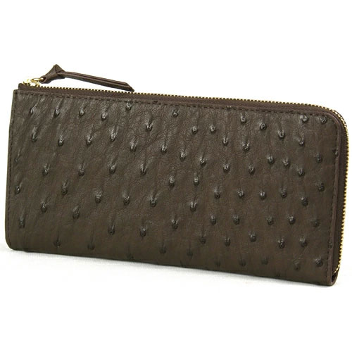 オーストリッチ L字ファスナー長財布